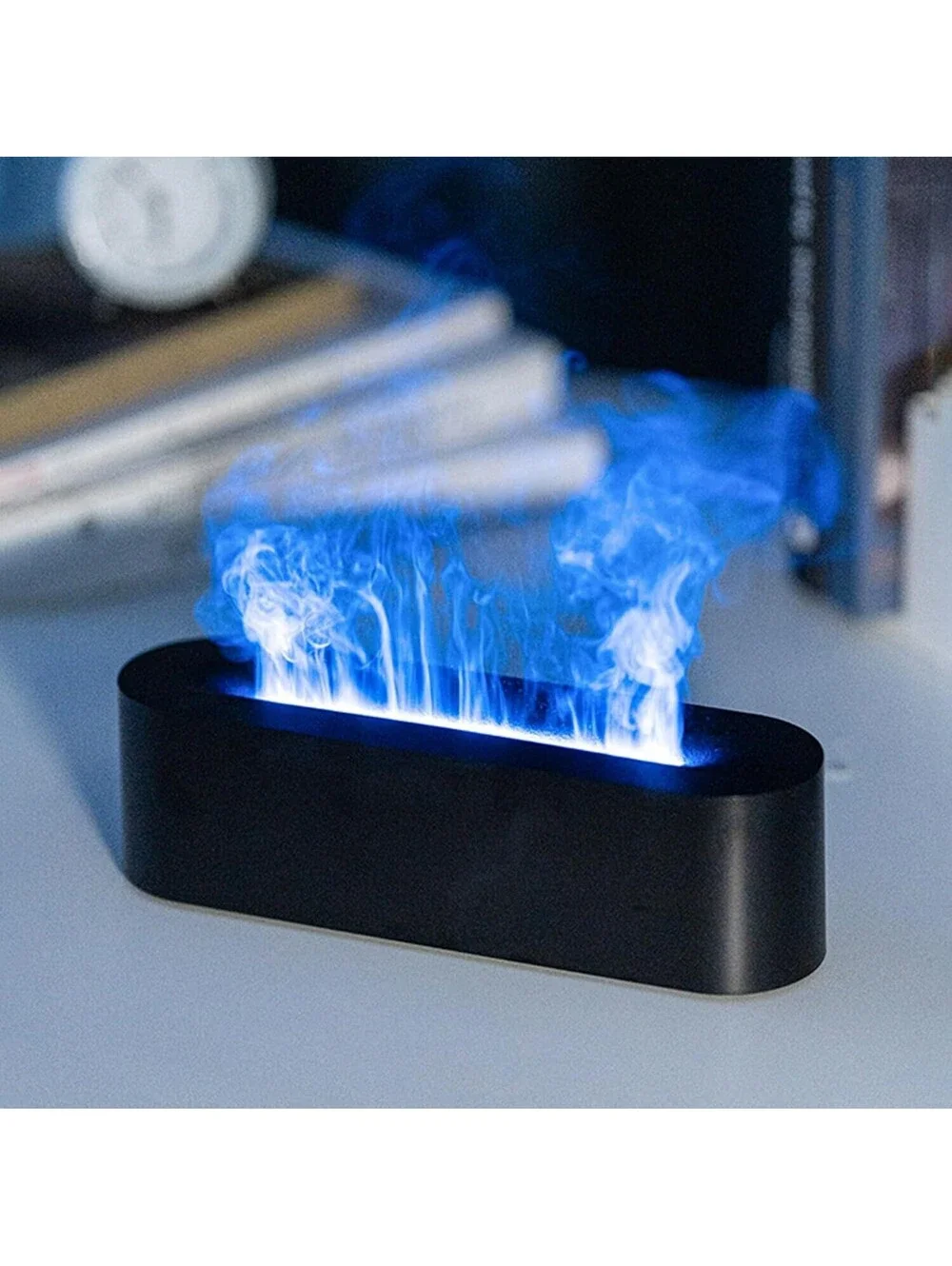 Essential Oil Diffuser Fireplace Flame Fire Oil Diffuser 7 Color Cool Mist Black